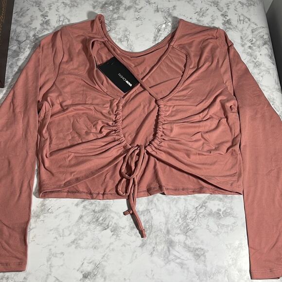 FASHION NOVA Anisa Open Back Long Sleeve Rose Top Size 2X - Picture 10 of 11